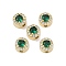 Rack Plating Brass Micro Pave Cubic Zirconia Flat Round Beads, Real 18K Gold Plated, Long-Lasting Plated, Cadmium Free & Nickel Free & Lead Free, Green, 7x5.5mm, Hole: 1.8mm