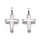 Brass & Shell Pendants, Cross Charms, Platinum, 21x14.5x4mm, Hole: 6x3.5mm