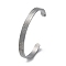 Non-Tarnish Carved Word Amulet 304 Stainless Steel Cuff Bangles, Stainless Steel Color, Inner Diameter: 2-1/8x2-3/8 inch(5.3x5.95cm)