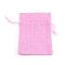 Polyester Imitation Burlap Packing Pouches Drawstring Bags, for Christmas, Wedding Party and DIY Craft Packing, Pearl Pink, 12x9cm