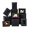 Rectangle Folding Paper Storage Boxes, Gift Case with Visible PVC Window, Black, 9.5x7x2.8cm, window: 37x61mm