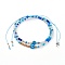 Adjustable Nylon Cord Braided Bead Bracelets Sets, with Evil Eye Lampwork Beads, FGB Glass Seed Beads, Frosted Glass Beads and Textured Brass Beads, Dodger Blue, Inner Diameter: 2~4 inch(5.2~10.2cm), 2pcs/Set