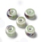 Handmade Porcelain Beads, Flat Round, Honeydew, 9.5~10x6mm, Hole: 3mm