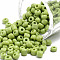 Glass Seed Beads, Opaque Colours Seed, Round, Green Yellow, Size: about 4mm in diameter, hole:1.5mm, about 1000pcs/100g