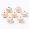 Unfinished Natural Wood European Beads, Large Hole Beads, for DIY Painting Craft, Laser Engraved Pattern, Round, Antique White, 20x18mm, Hole: 4mm