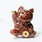 Resin Craft Display Decorations, with Synthetic Goldstone Chip, Lucky Cat Figurine, for Home Feng Shui Ornament, 63x55x45mm