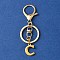 304 Stainless Steel Initial Letter Charm Keychains, with Alloy Clasp, Golden, Letter C, 8.5cm