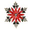 Snowflake Alloy Rhinestone Brooches for Backpack Clothes, Light Siam, 54mm