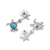 Starfish with Turtle Alloy Rhinestone Dangle Stud Earrings EJEW-A112-02P-3