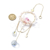 Natural Rose Quartz & Dyed Natural Quartz Crystal with Glass Pendant Decorations HJEW-TA00123-03-3