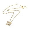 Butterfly Brass Micro Pave Cubic Zirconia Pendant Necklaces NJEW-A015-05KCG-2