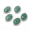 Platinum Tone Brass Green Aventurine Links connectors G-F339-B01-1