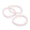Natural Rose Quartz Beaded Stretch Bracelets BJEW-D446-B-11-4