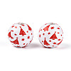Christmas Spray Painted Schima Wood Beads WOOD-T032-35H-3