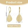 4 Pairs Teardrop Brass Leverback Earrings EJEW-HS0001-21G-2