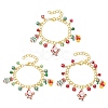 3Pcs 3 Colors Christmas Alloy Enamel Charm Bracelets BJEW-JB12076-2
