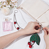 1Pc Zinc Alloy with Resin and PU Leather Dark Red Cherry Purse Decorative Chains AJEW-SC0002-99C-3