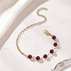 Natural Amber Beads Link Bracelets BJEW-JB13484-02-1