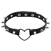 Adjustable Adjustable Gothic PU Leather Alloy Spike Rivet Heart Choker Necklaces for Women NJEW-WH20816-006P-B-1