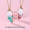 2Pcs Fashionable Alloy Resin BFF Glitter Heart Magnetic Pendant Necklaces for Women FS-WGCB8A0-01-3