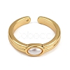 Brass & Oval ABS Imitation Pearl Cuff Rings RJEW-S633-01G-3