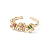 Flower Colorful Cubic Zirconia Cuff Ring RJEW-M146-06G-2