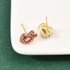 knot Brass Micro Pave Cubic Zirconia Stud Earrings EJEW-C174-01G-02-3