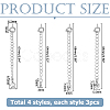 12Pcs 4 Styles Brass Curb Chain Extender KK-HS0015-33P-2