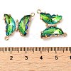 Brass Pave Faceted Glass Connector Charms FIND-Z020-04O-3