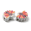 Painted Autumn Wood Beads WOOD-H105-03-3