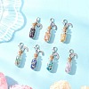 Chakra Natural & Synthetic Gemstone Chips inside Glass Wishing Bottle Pendant Decoration HJEW-JM03309-1