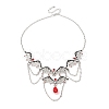 Halloween Bat Alloy Siam Rhinestone Bib Necklaces for Women LS-NJEW-P340-02P-1