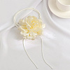 1Pc Retro Cloth Rose Flower Waxed Cord Wrap Choker Necklaces for Women NJEW-CP0001-05C-3