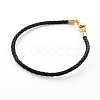 Braided Leather Cord Bracelet Making MAK-L018-04G-1