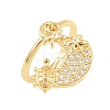 Adjustable Brass Micro Pave Cubic Zirconia Pendant Finger Rings for Women RJEW-A090-01B-G-4