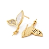 Brass Micro Pave Cubic Zirconia Shell Stud Earrings Findings KK-D363-05G-2