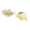 Brass Micro Pave Sky Blue Cubic Zirconia Charms CU-CBA6938-05G-07-2