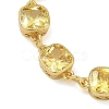 Square Brass Pave Cubic Zirconia Link Chain Bracelets for Women BJEW-P385-08G-01-2