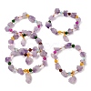Raw Rough Natural Amethyst Nuggets Charm Beaded Stretch Bracelets for Women GG-CBA2C9C-05-4