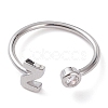 Brass Micro Pave Clear Cubic Zirconia Cuff Rings RJEW-Z005-Z-P-1