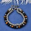 Natural Tiger Eye & Obsidian & Hematite Round Beads Multi-strand Bracelets BJEW-D330-02P-09-1