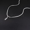 Rectangle 304 Stainless Steel Cubic Zirconia Snake Chain Pendant Necklaces FS-WGB1AC9-02-1