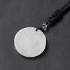 Natural Quartz Crystal Flat Round with Flower of Life Pendant Necklace with Nylon Cord for Women NJEW-P274-02-07-4