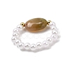 Natural Indian Agate Stretch Rings for Women RJEW-JR00911-4