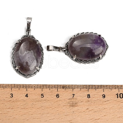 Natural Amethyst Pendants G-Q350-02J-1