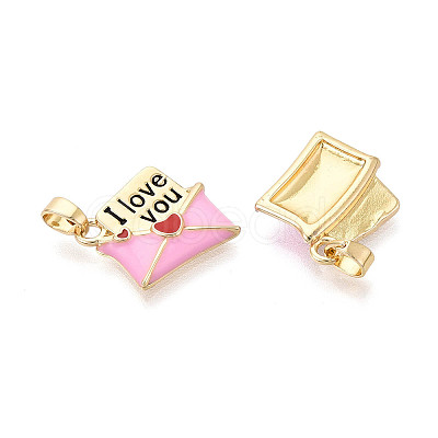 Brass with Enamel Pendants KK-T073-58B-G-1