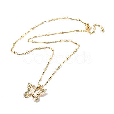 Butterfly Brass Micro Pave Cubic Zirconia Pendant Necklaces NJEW-A015-05KCG-1