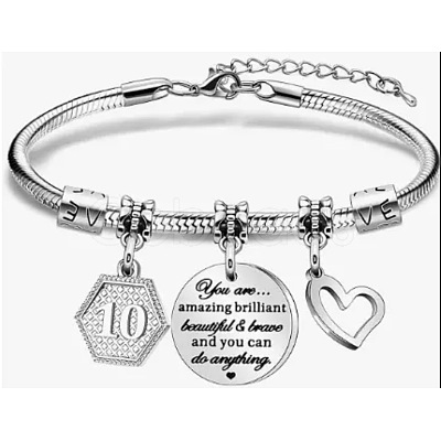 Birthday 201 Stainless Steel Charm Bracelets FS-WGBAA71-14-1