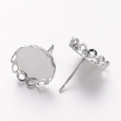 Brass Bezel Stud Earring Settings X-KK-I003-P-NF-1