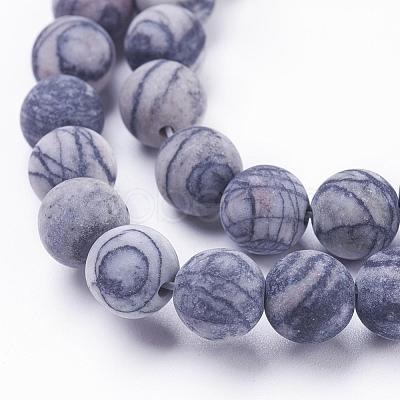 Natural Black Silk Stone/Netstone Beads Strands G-F520-57-4mm-1